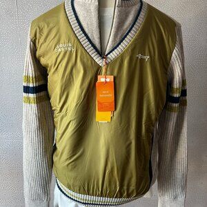 Louis Castel Men's Yellow Golf Wool Wind Resistant Lined 1/4 Zip Sweater Size L